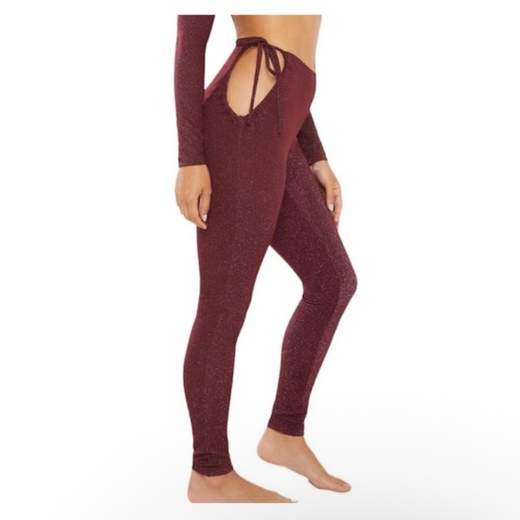 Savage X Fenty Pants - Savage X Fenty Sparkly Maroon Cut out Pants Size Small